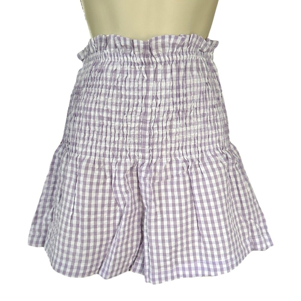 Sim & Sam Junior's High Waisted Shorts 100% Cotton Size S Lilac White Gingham